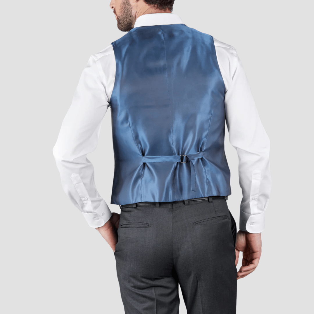 Rembrandt Classic Fit Churchill Vest in Steel Blue Pure Wool