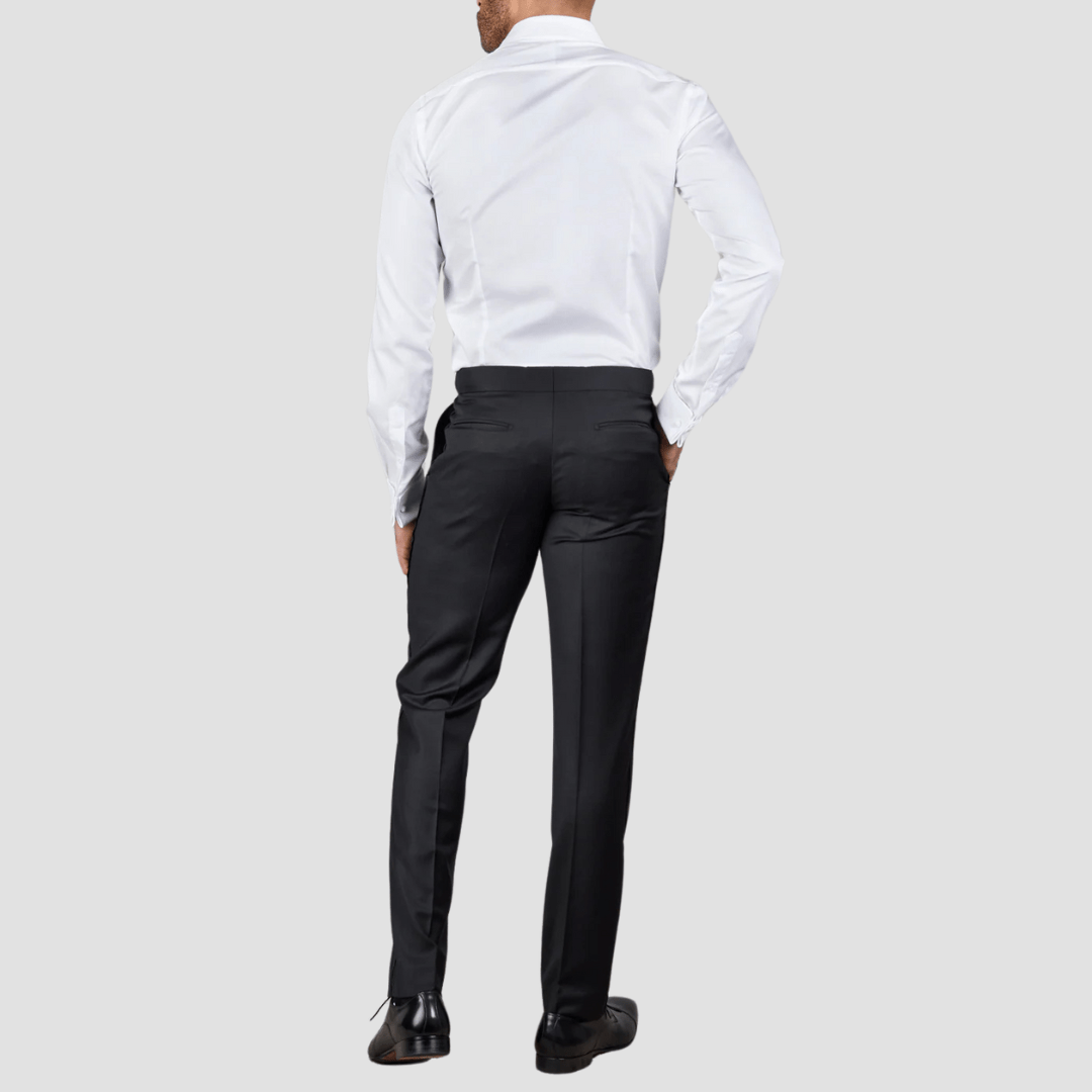 Rembrandt Classic Fit Ferry Jet Black Tuxedo Trouser in Pure Wool