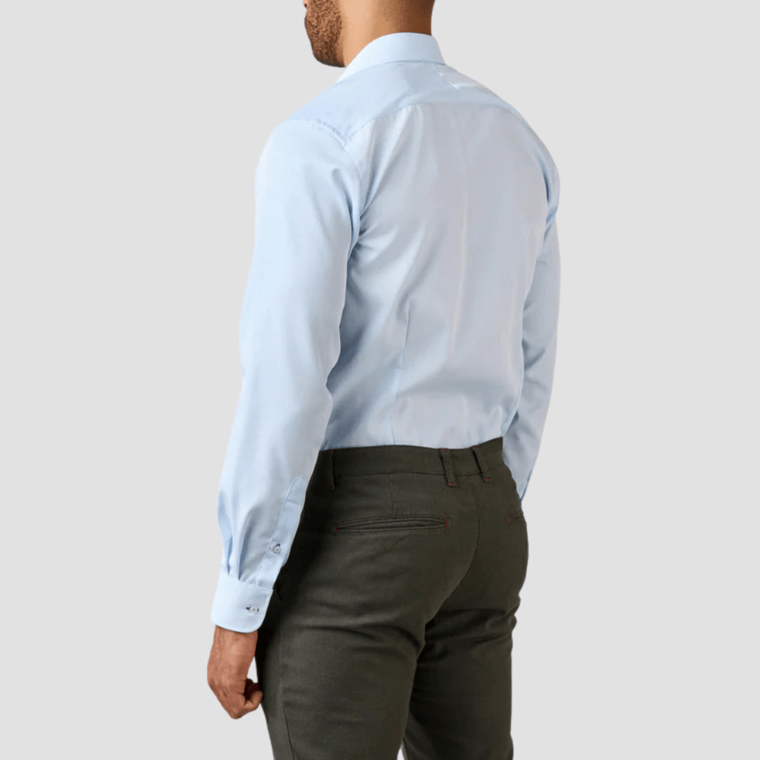 Rembrandt Mens Original Tailored Fit Barbican Shirt in Light Blue Pure Cotton