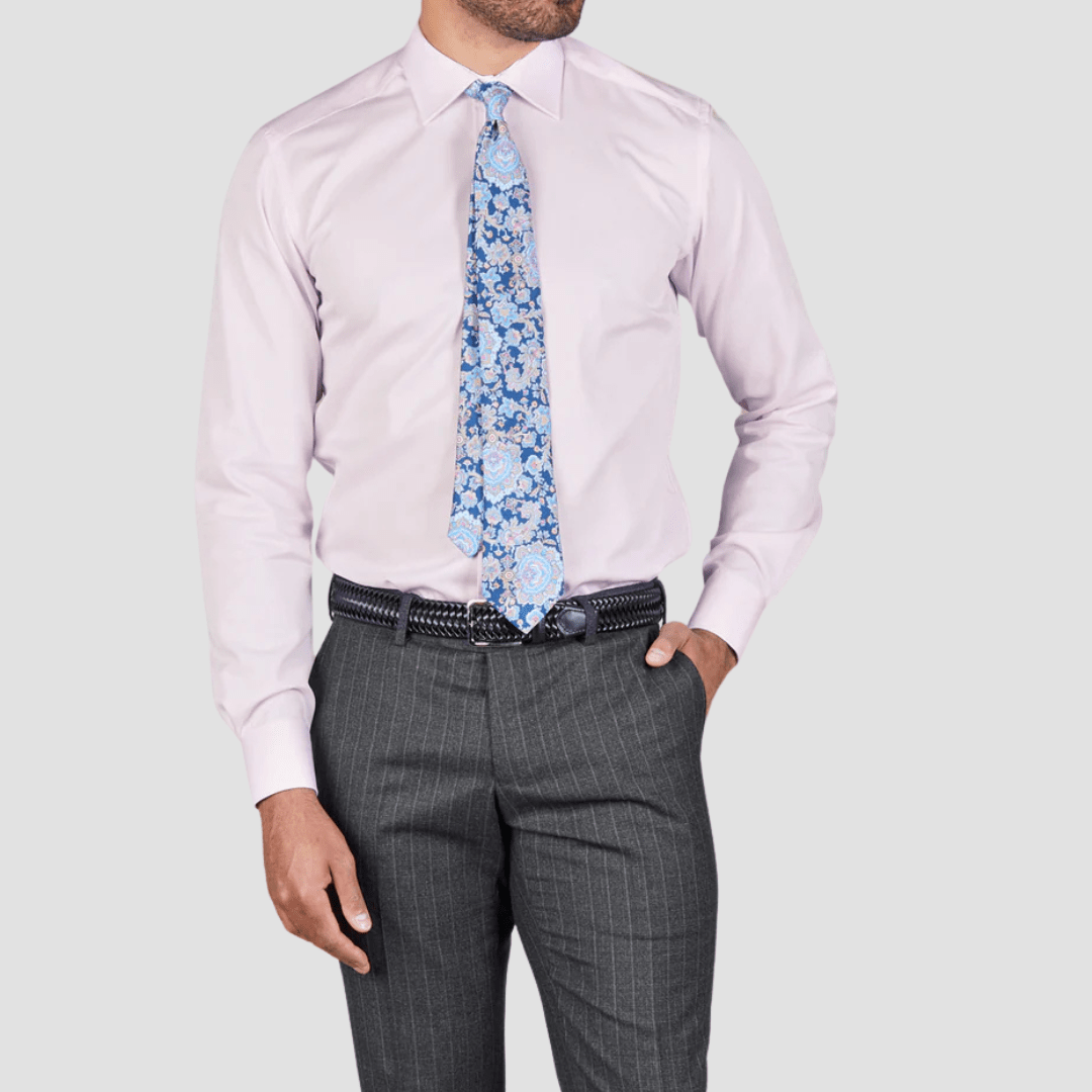 Rembrandt Mens Original Tailored Fit Barbican Shirt in Pink Pure Cotton