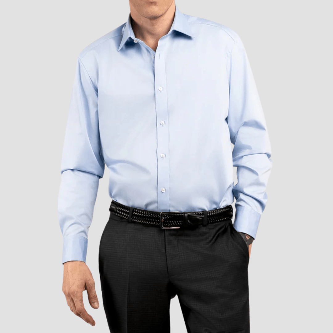 Rembrandt Mens Original Tailored Fit London Shirt in Light Blue Pure Cotton