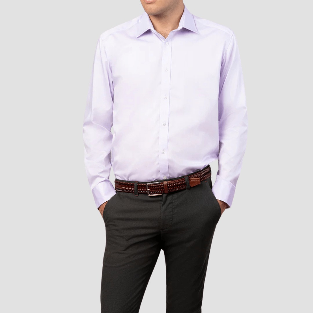 Rembrandt Mens Tailored Fit London Shirt in Lilac Pure Cotton