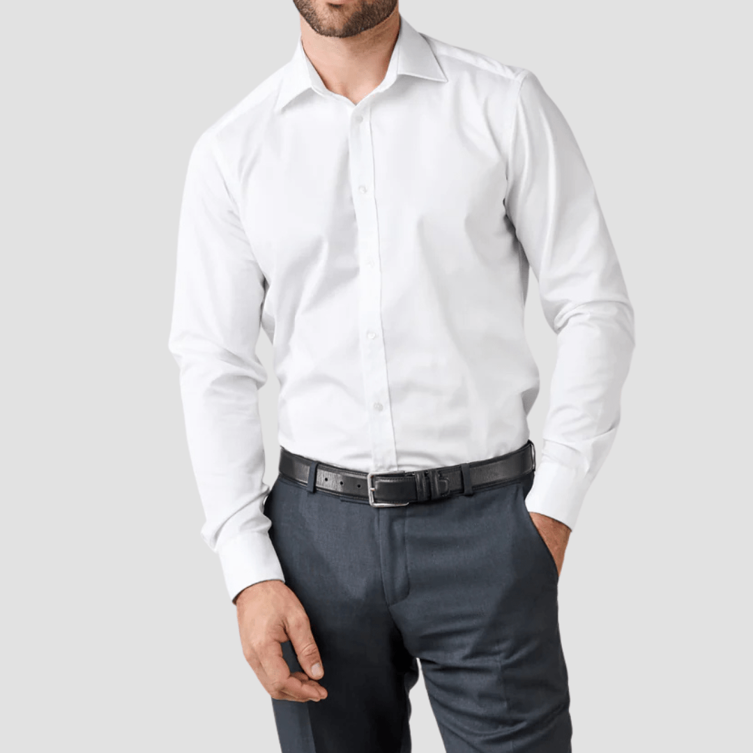 Rembrandt Mens Original Tailored Fit London Shirt in White Pure Fine Twill Cotton
