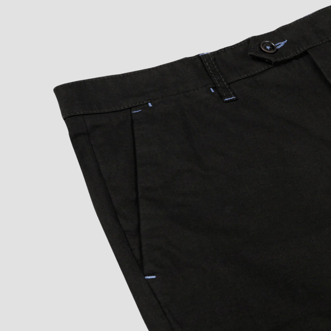 Rembrandt Relaxed Fit Tyler Mens Chino in Black Stretch Cotton