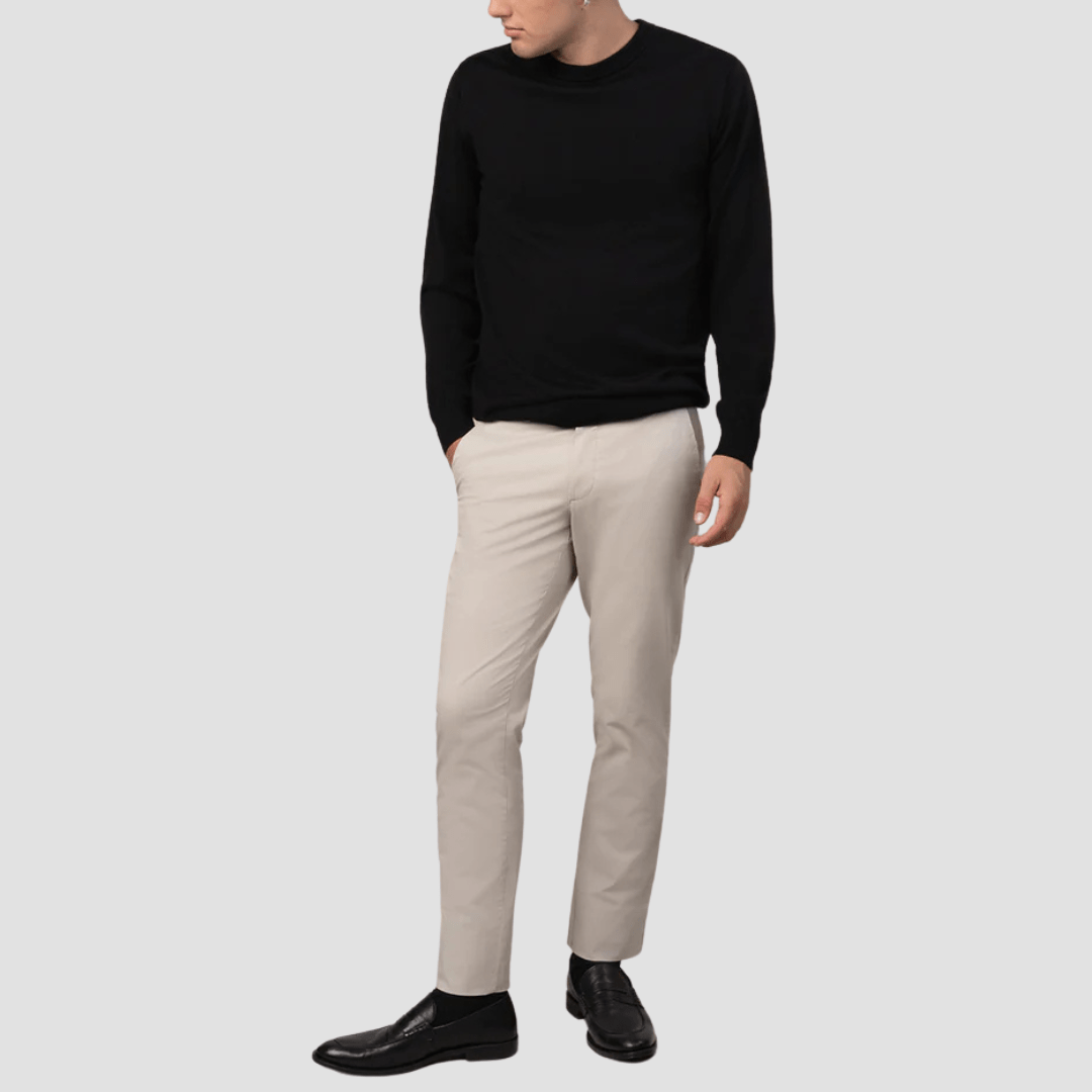 Rembrandt Relaxed Fit Tyler Mens Chino in Bone Stretch Pima Cotton