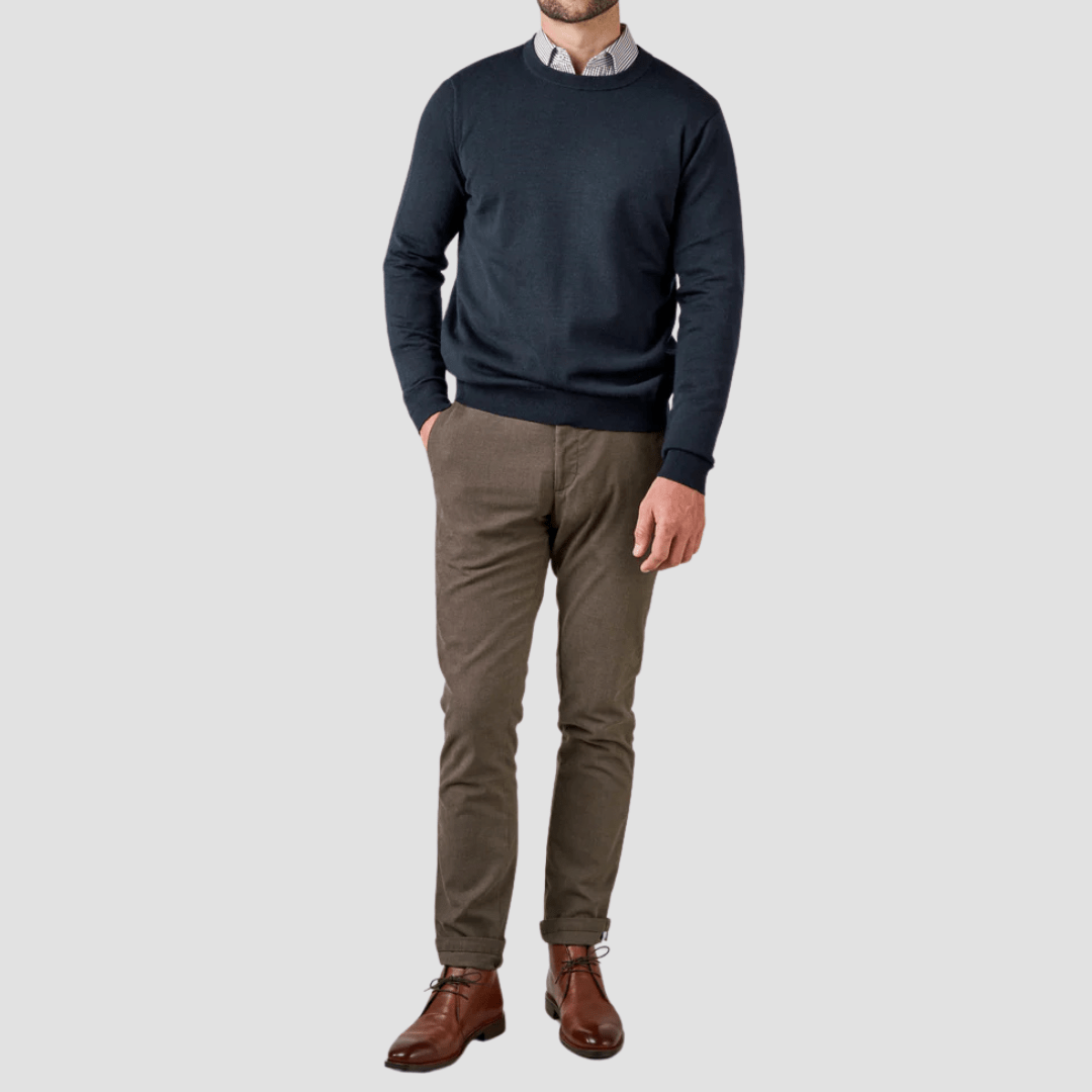 Rembrandt Relaxed Fit Tyler Mens Chino in Brown Birdseye