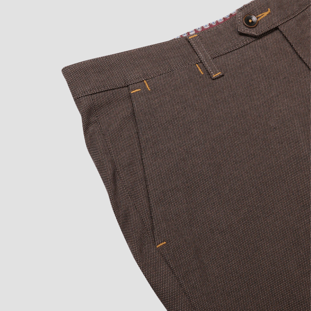 Rembrandt Relaxed Fit Tyler Mens Chino in Brown Birdseye