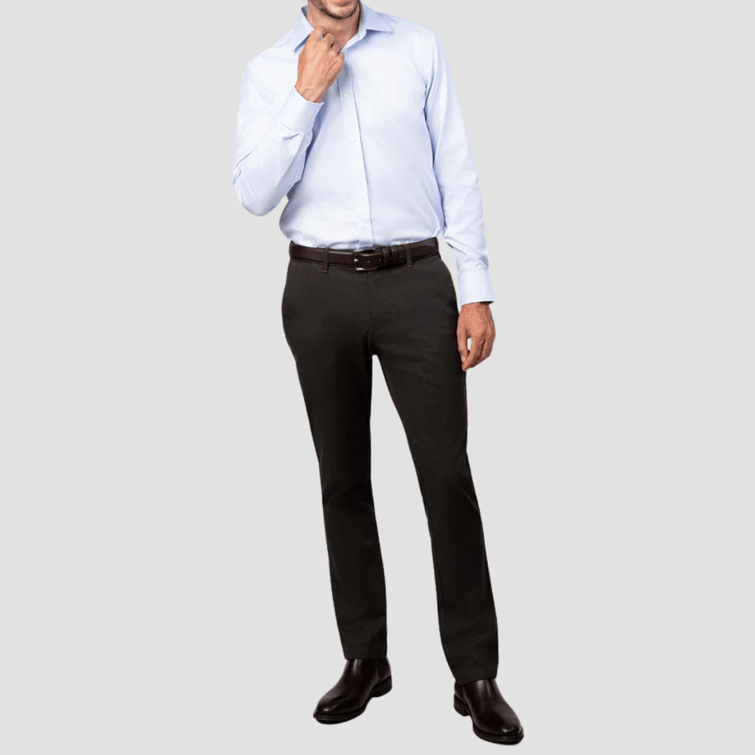 Rembrandt Relaxed Fit Tyler Mens Chino in Dark Green Birdseye