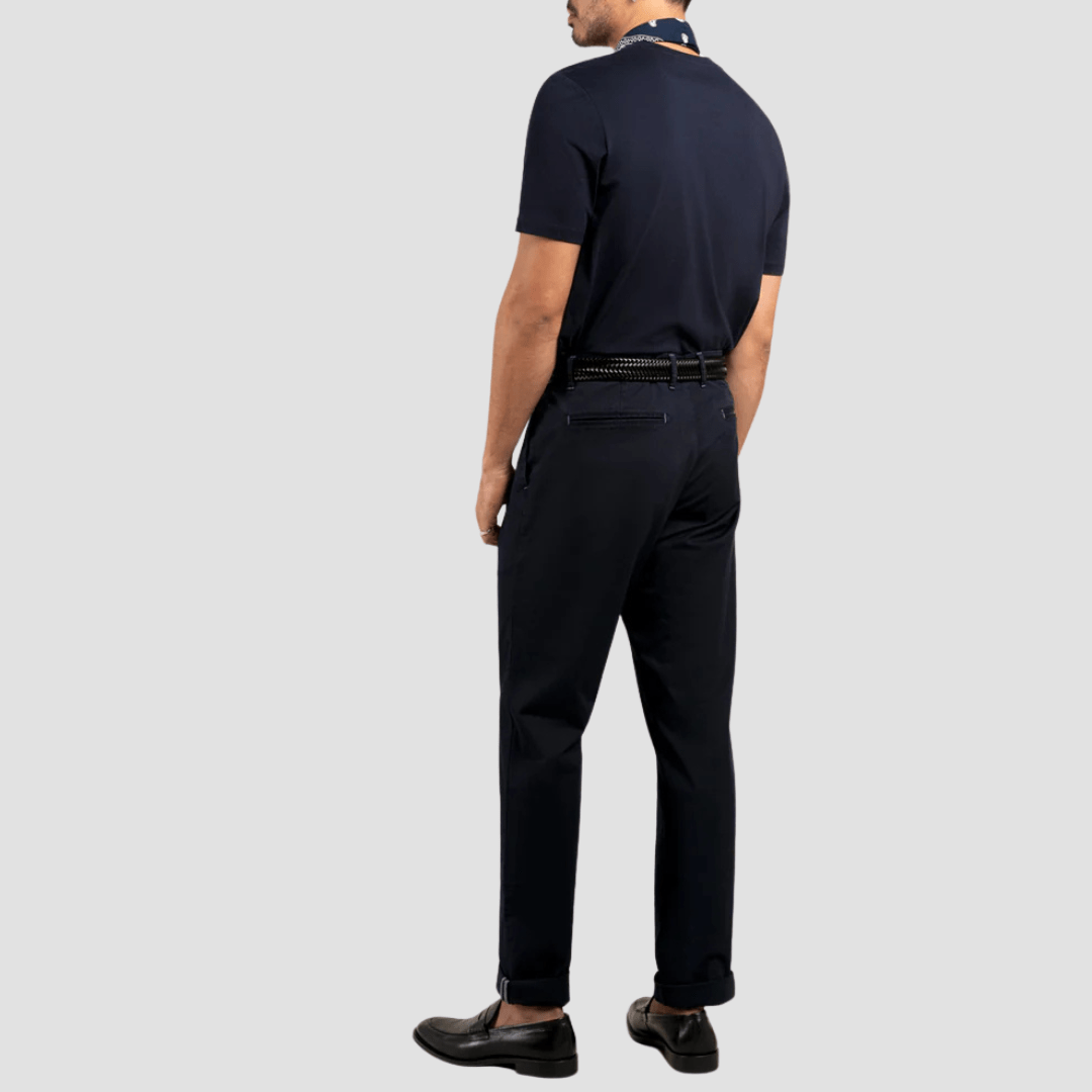 Rembrandt Relaxed Fit Tyler Mens Chino in Dark Navy Stretch Cotton
