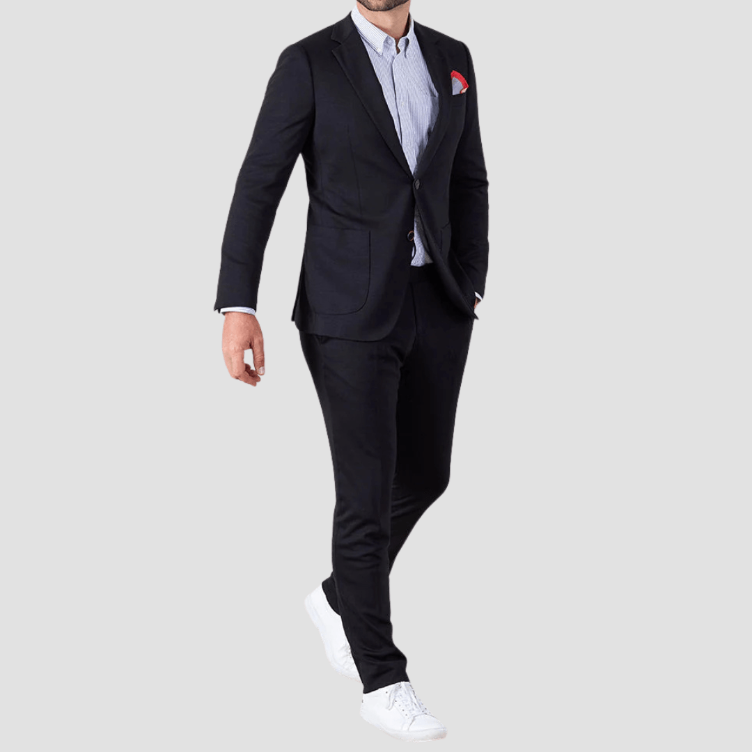 Rembrandt Slim Fit Pearse Bolt Suit in Black Jersey Big Man