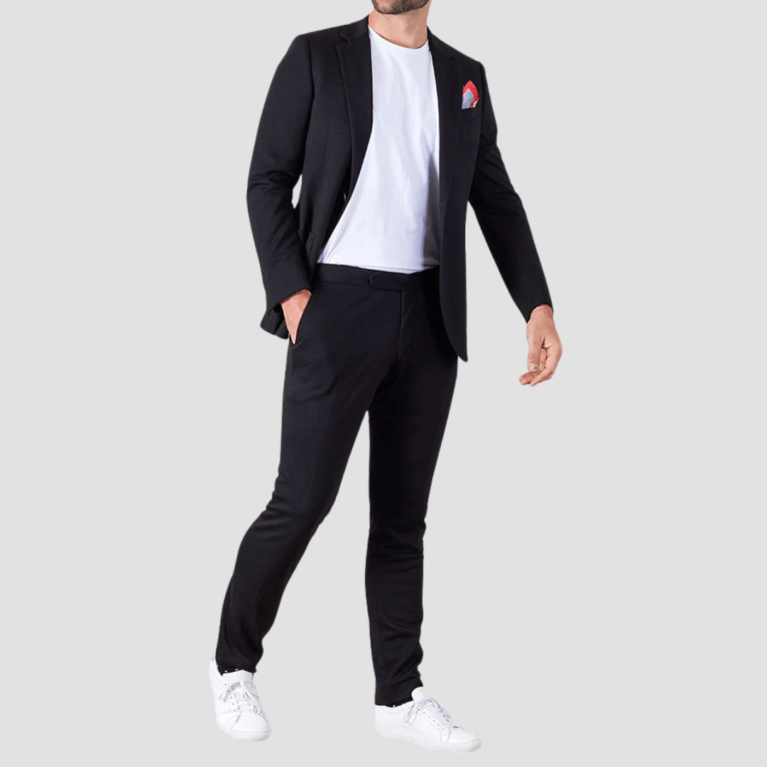 Rembrandt Slim Fit Pearse Bolt Suit in Black Jersey Big Man