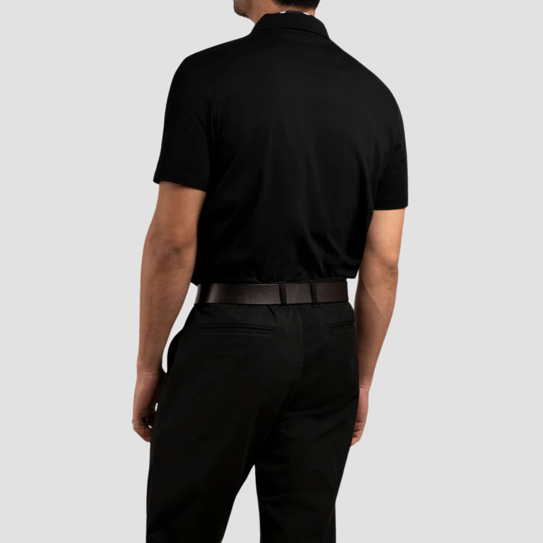 Rembrandt Slim Fit Portofino Polo in Black Pure Cotton