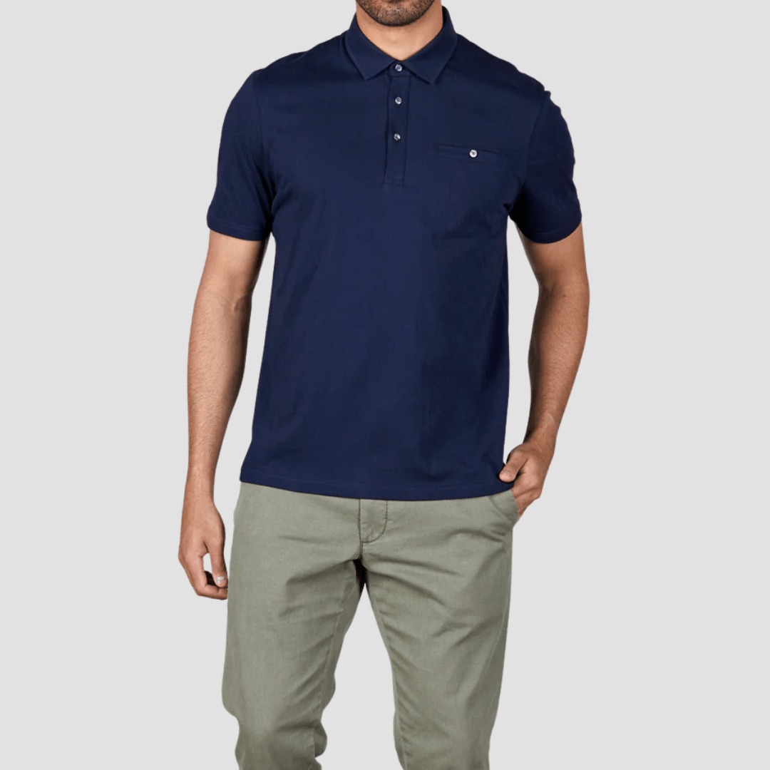 Rembrandt Slim Fit Portofino Polo in Navy Pure Cotton