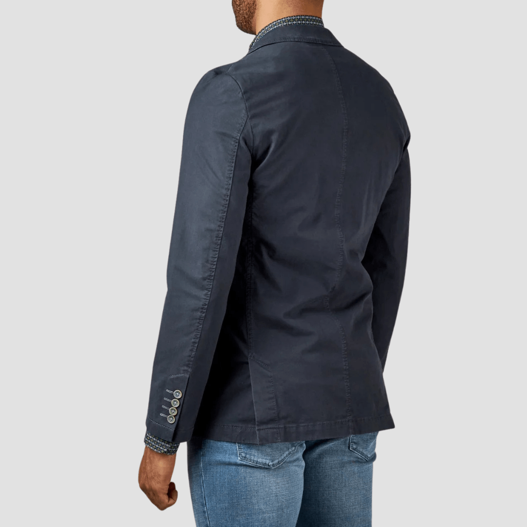 Rembrandt Slim Fit Spectre Sports Jacket in Navy Pima Cotton Stretch