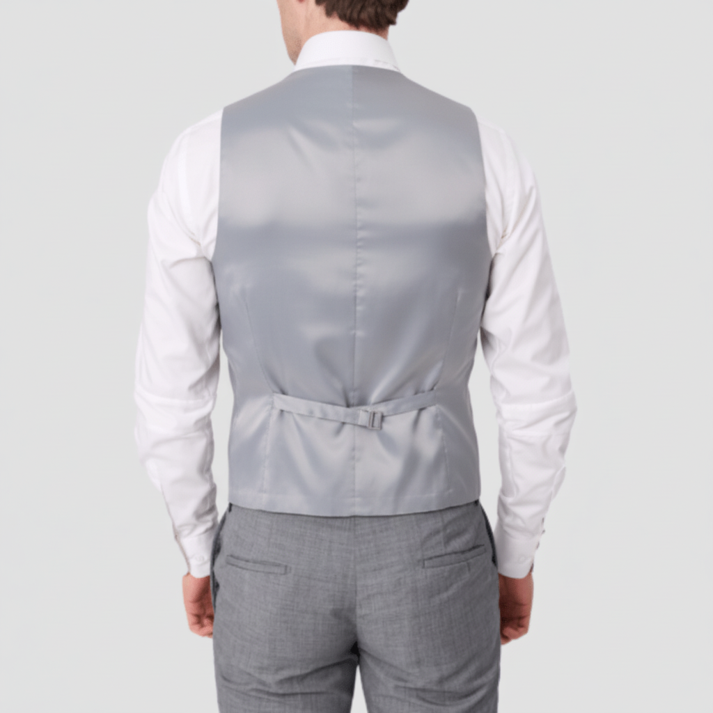 Chrome Textured Vest by Savile Row with satin backing and adjustable tabs.