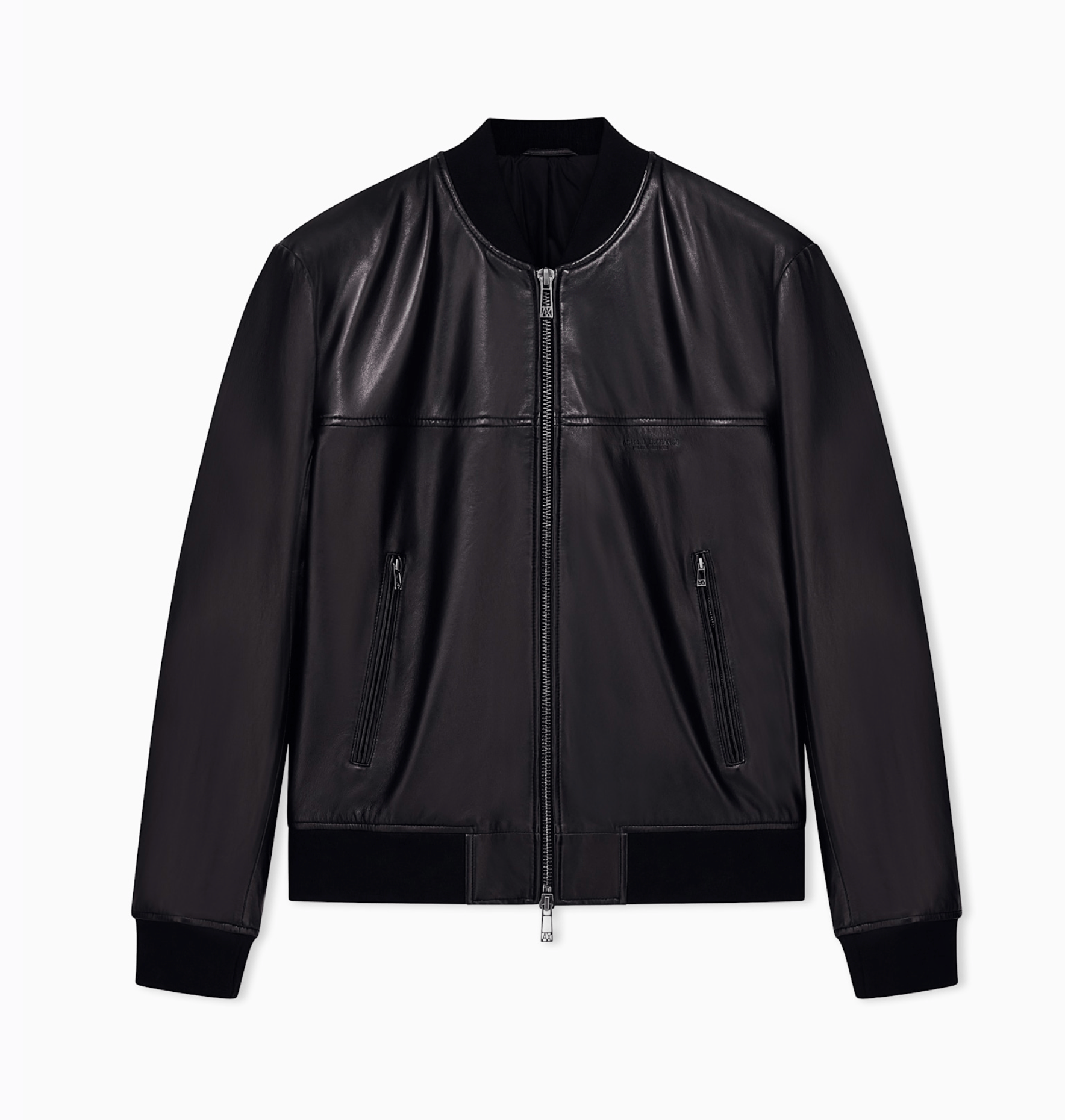 Armani Exchange Regular Fit Blouson Jacket In Leather With Rib Details