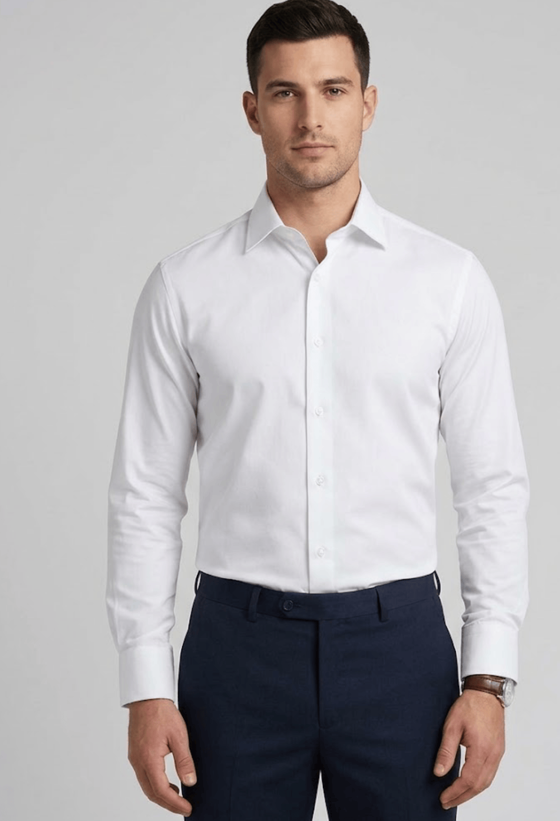 Boston Classic Fit Men's Brooke Business Shirt in White Cotton Blend