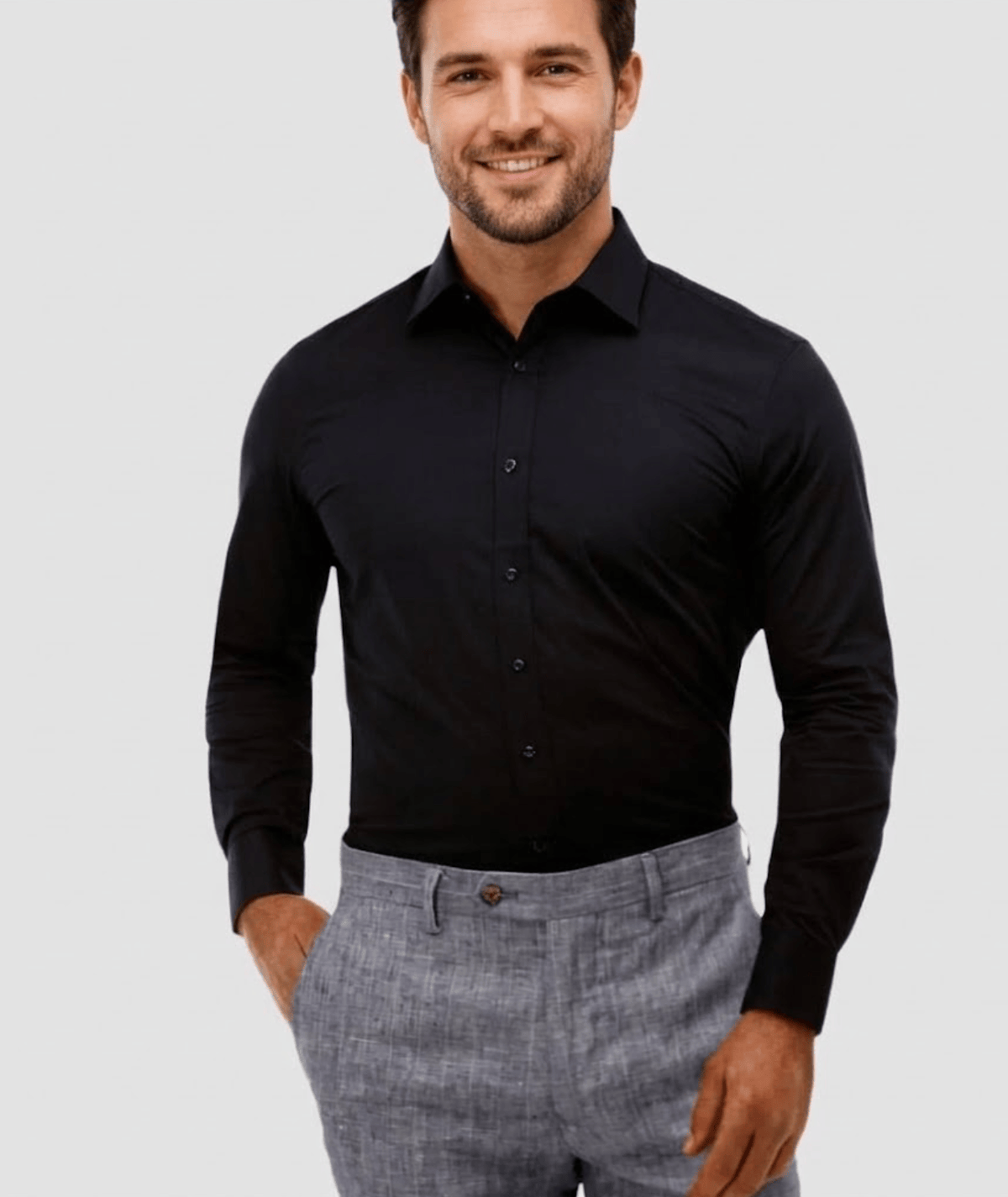 Brooksfield Tailored Fit Performance Business Shirt in Navy