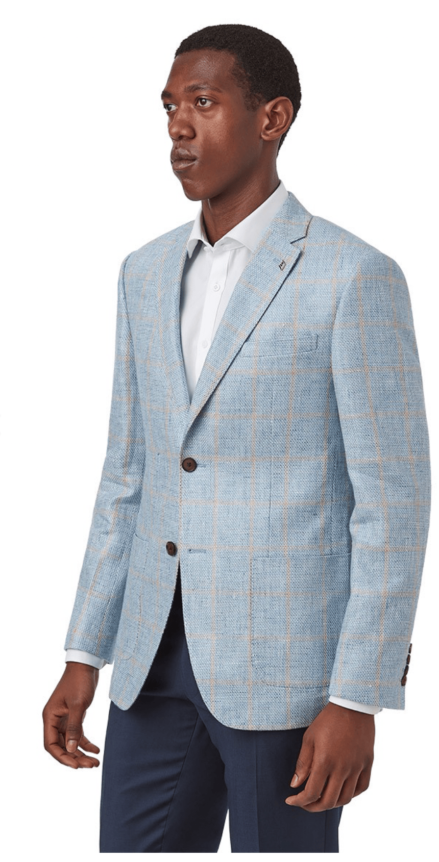 Cambridge Slim Fit Zeke Sports Jacket in Blue Linen Blend