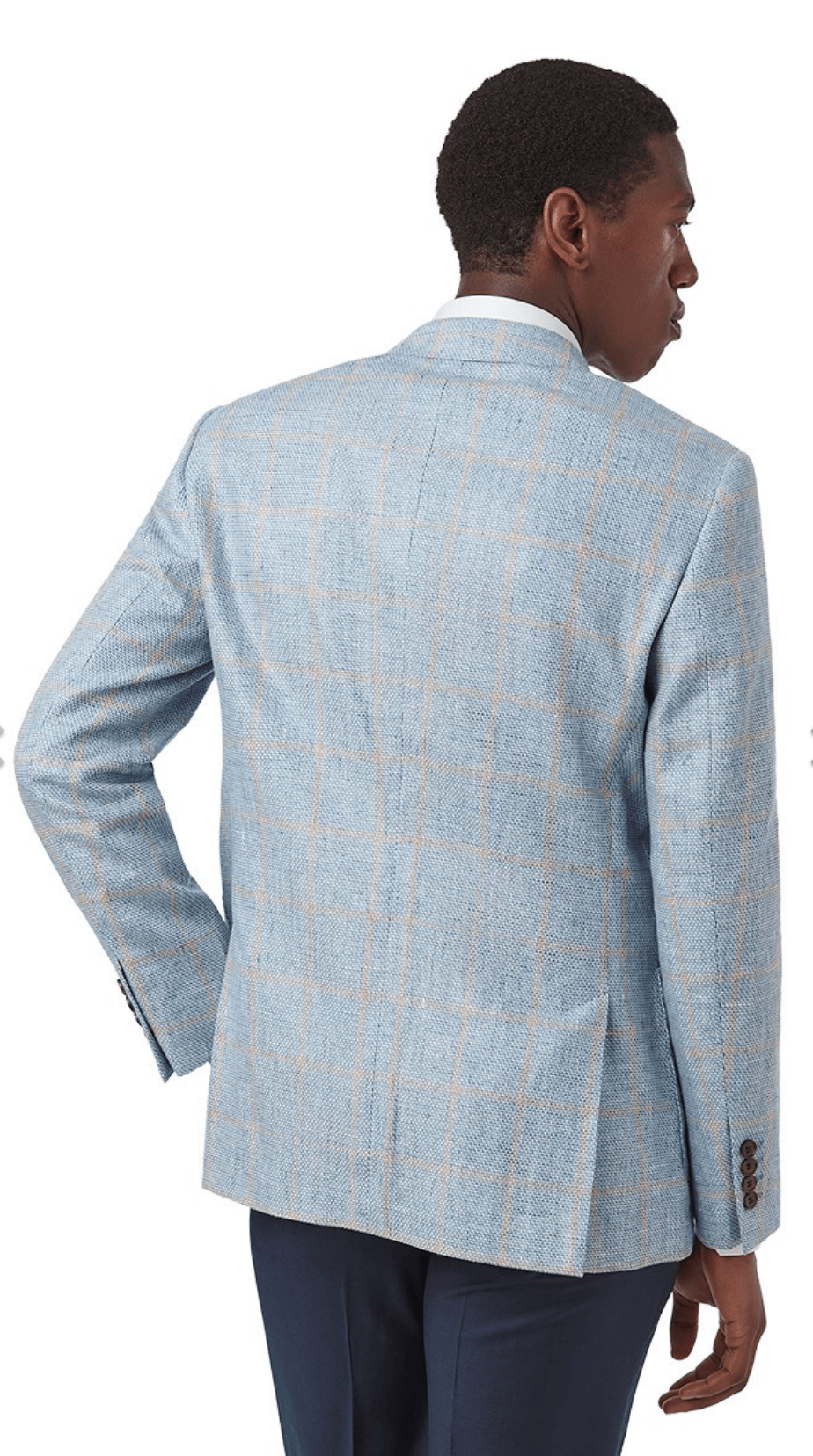 Cambridge Slim Fit Zeke Sports Jacket in Blue Linen Blend