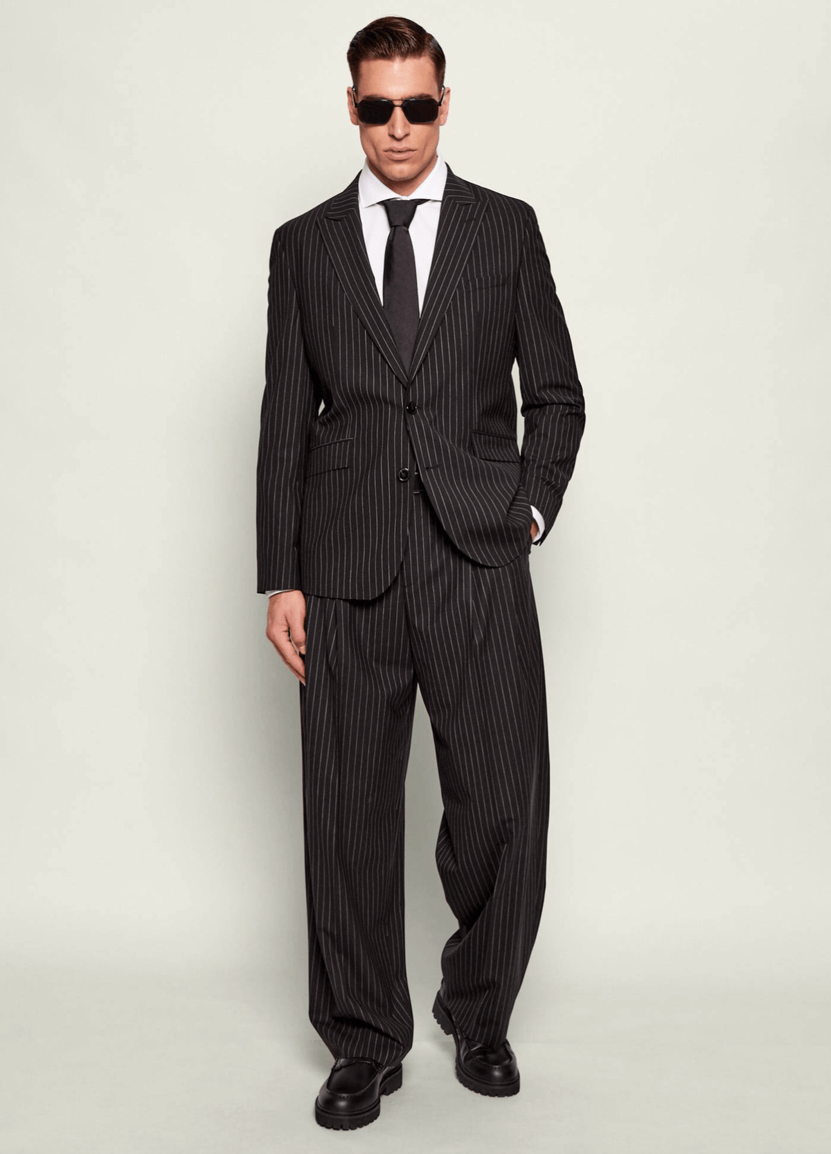 Hugo Super Slim Fit Arti Hesten Suit in Black Pin Stripe