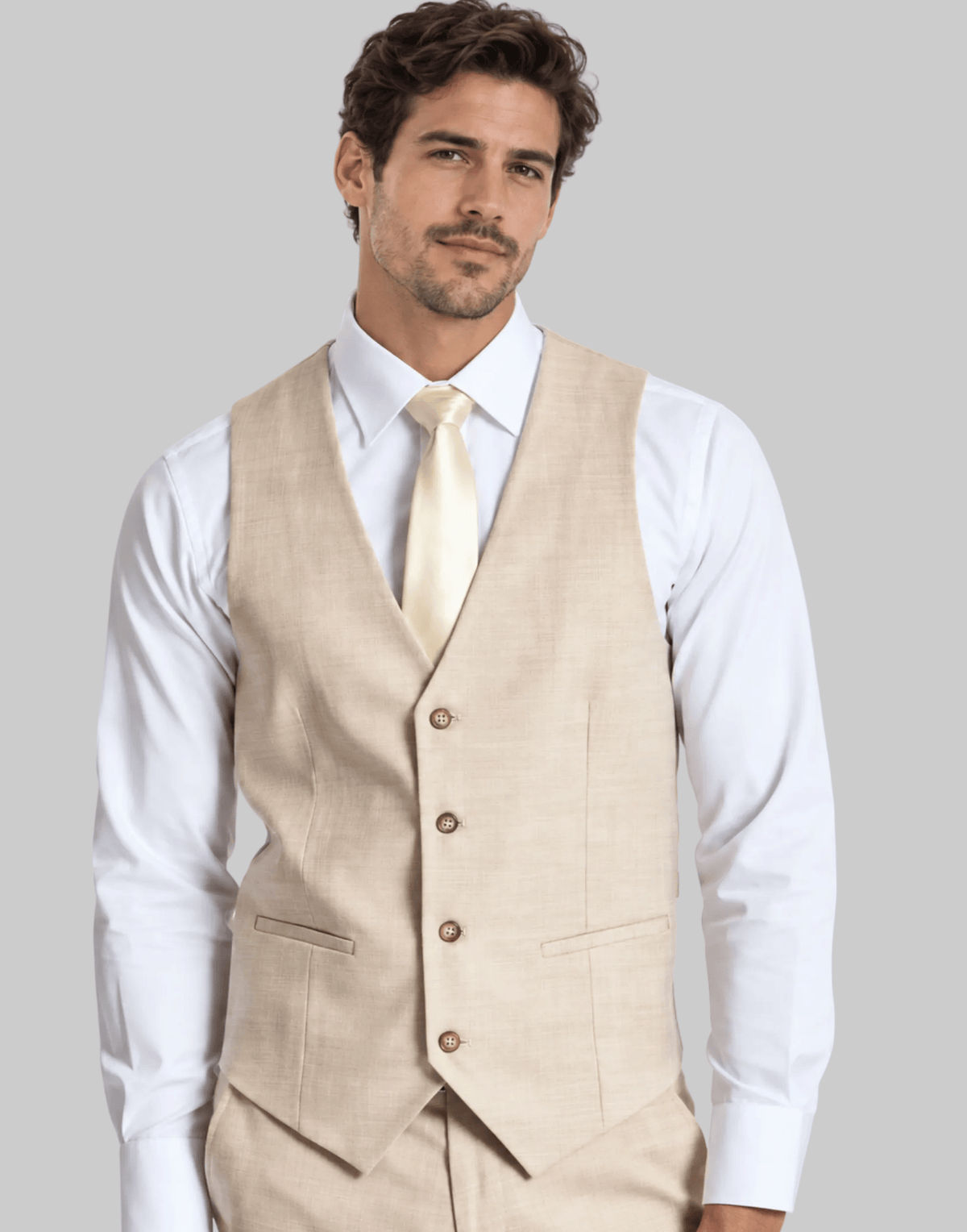 Christian Brookes Men's Slim Fit York Vest in Sand