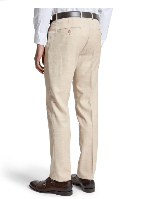 Christian Brookes Men's Slim Fit Dean Suit Trouser in Sand Stretch Blend