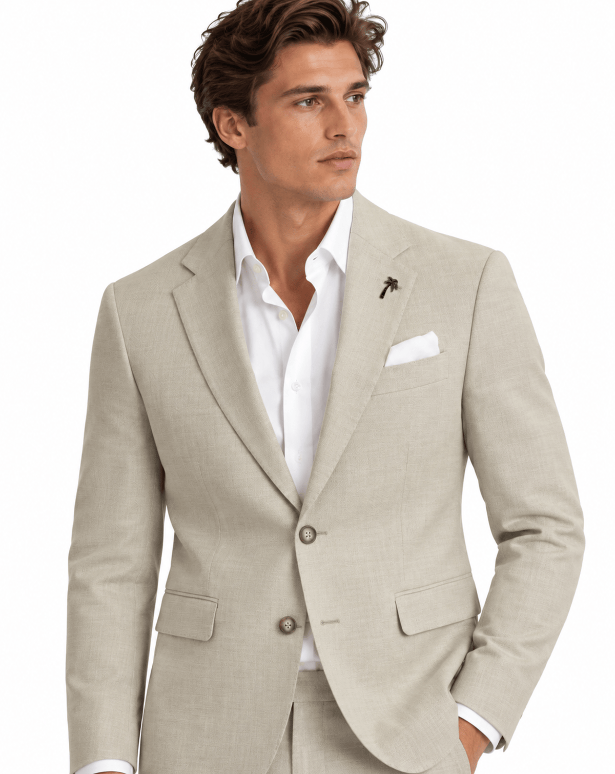 Christian Brooks Men's Slim Fit Forli Sports Jacket in Sand Comfort Stretch