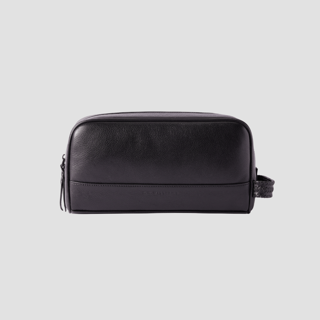R.M. Williams Farrier Signature Washbag in Black Leather - In Store Only