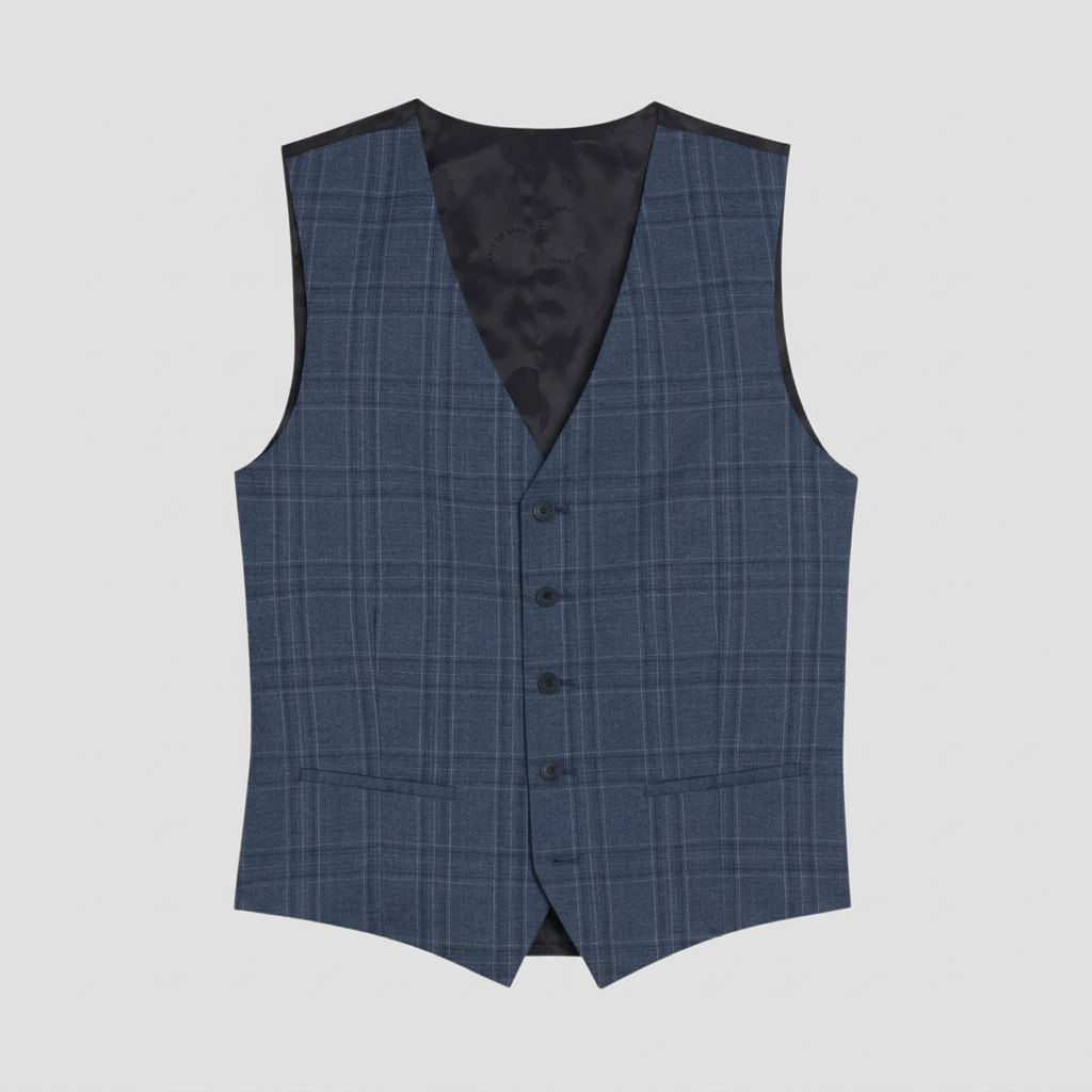 Ted Baker Slim Fit Adlersw Suit Vest in Blue Check