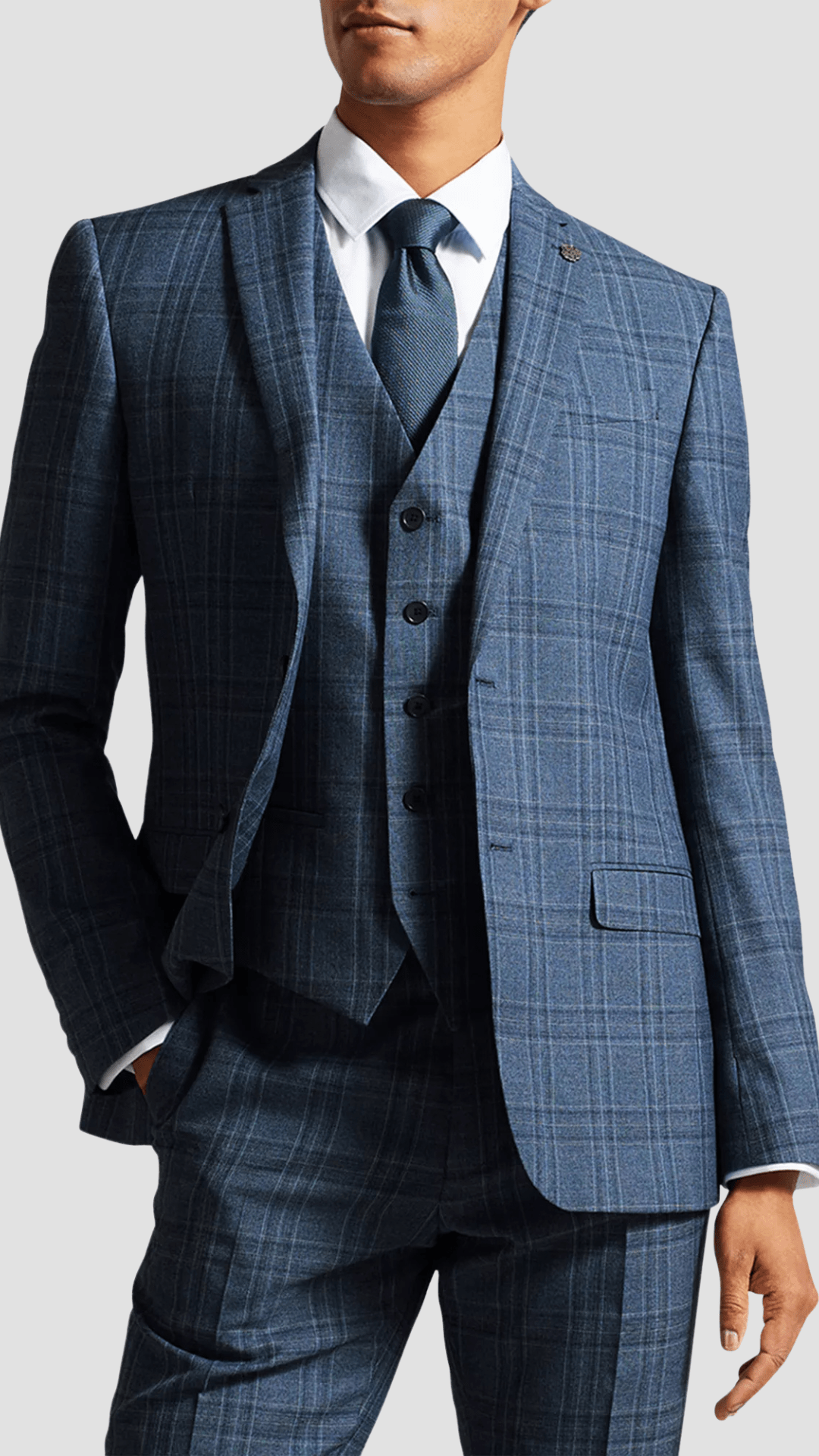 Ted Baker Slim Fit Adlersw Suit Vest in Blue Check
