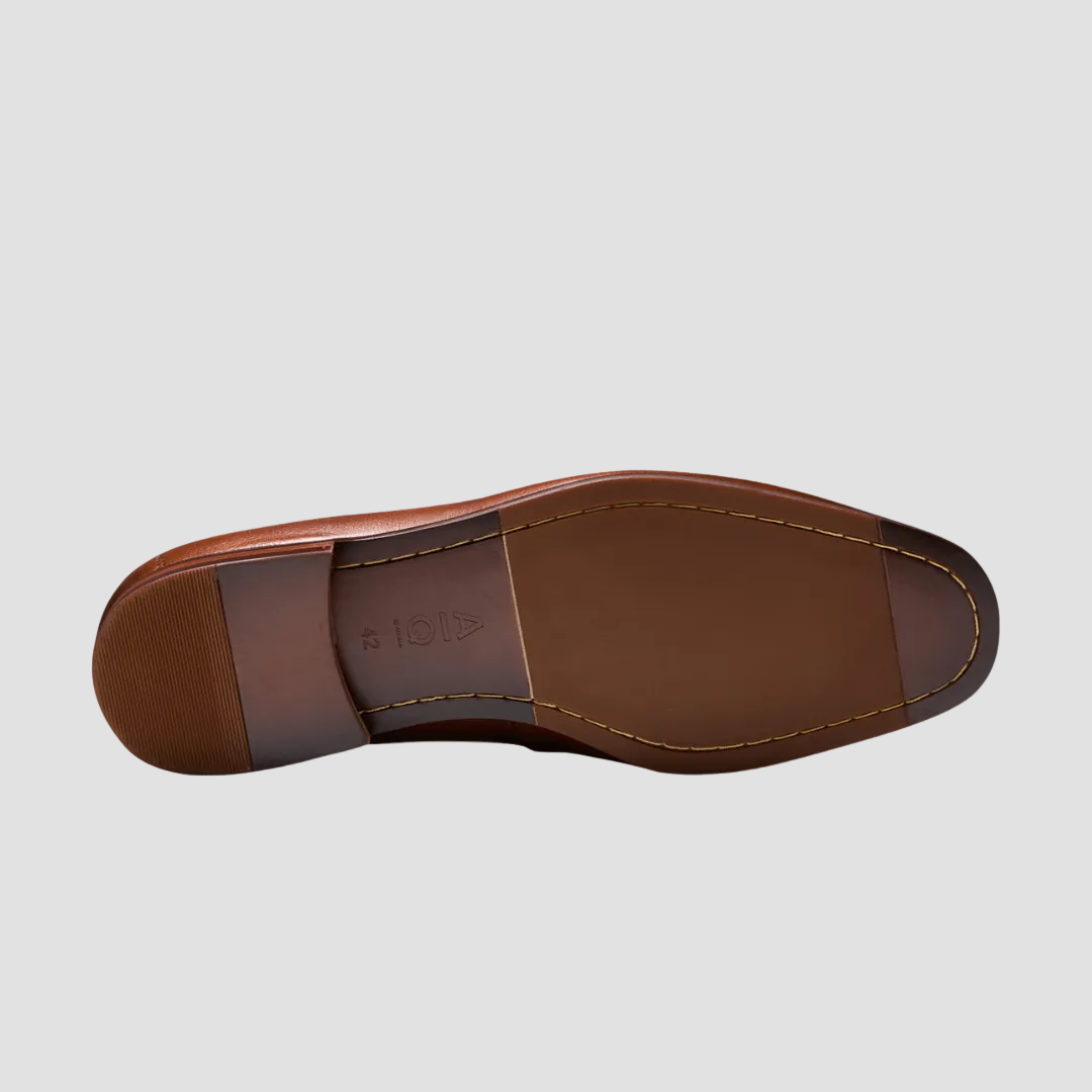 Sole of the AQ by Aquila Porter Leather Penny Loafers in Tan