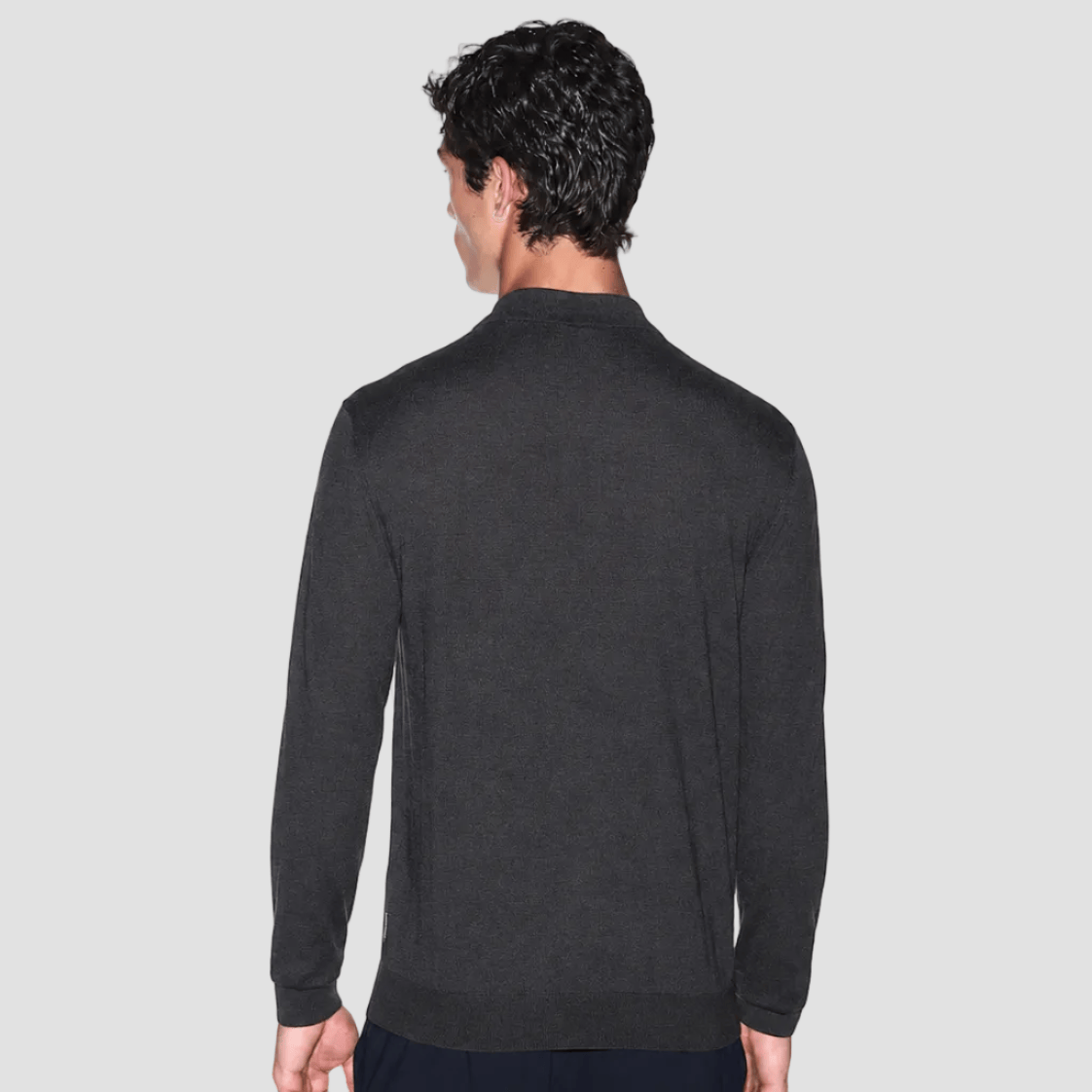 Armani EX Regular Fit Knit Polo in Liqorice.
