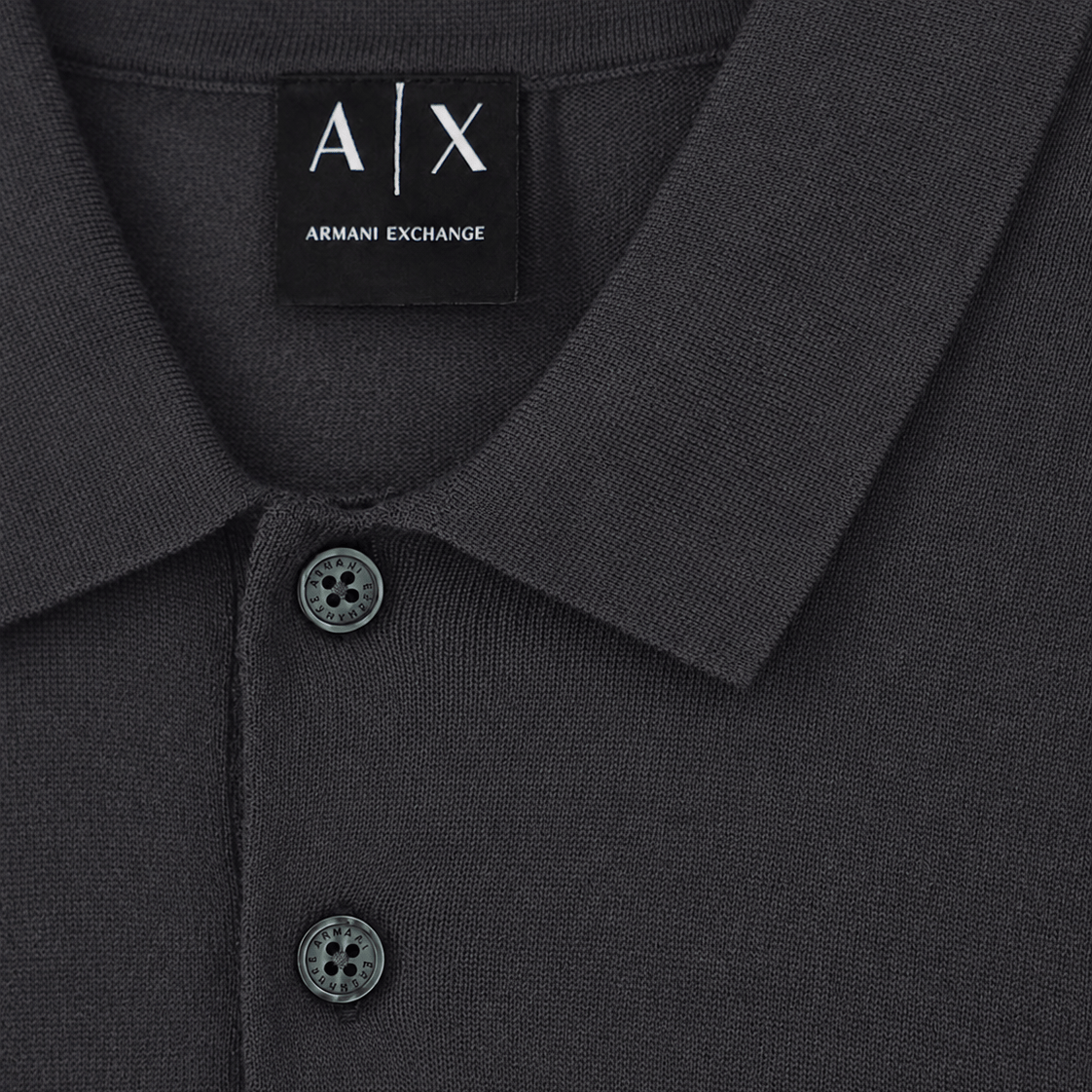 Armani EX Regular Fit Knit Polo in Liqorice.