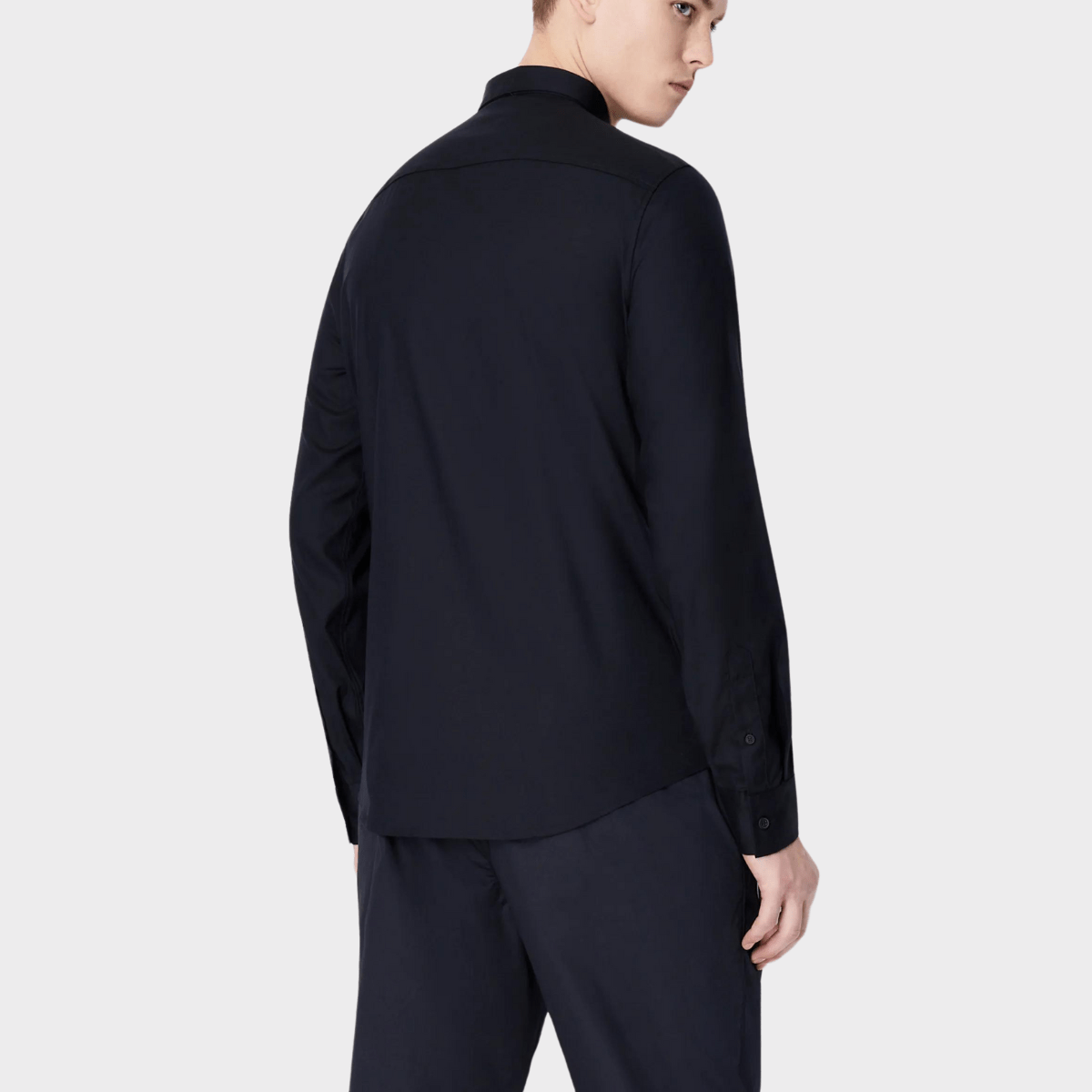 Back view of the business casual twill shirt by Armani