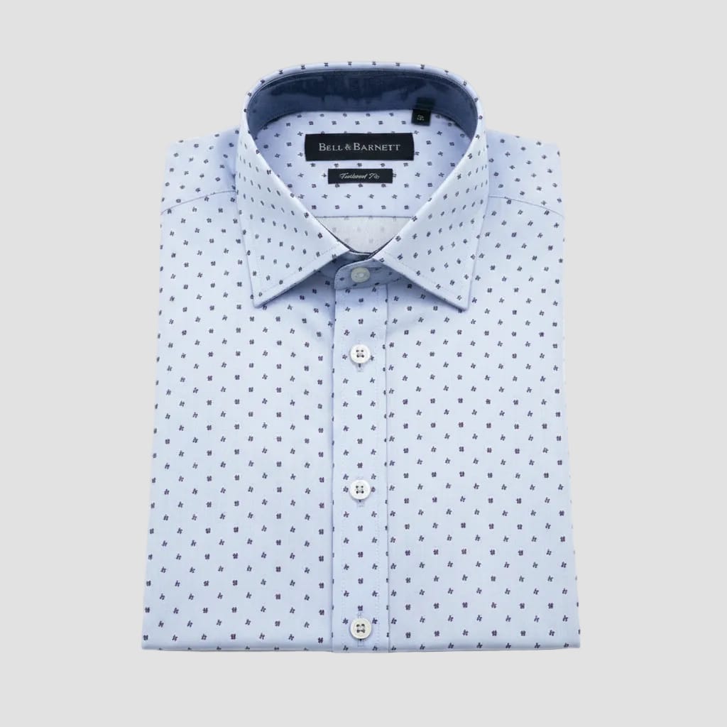Bell & Barnett Slim Fit Shirt in Blue with Purple Detail