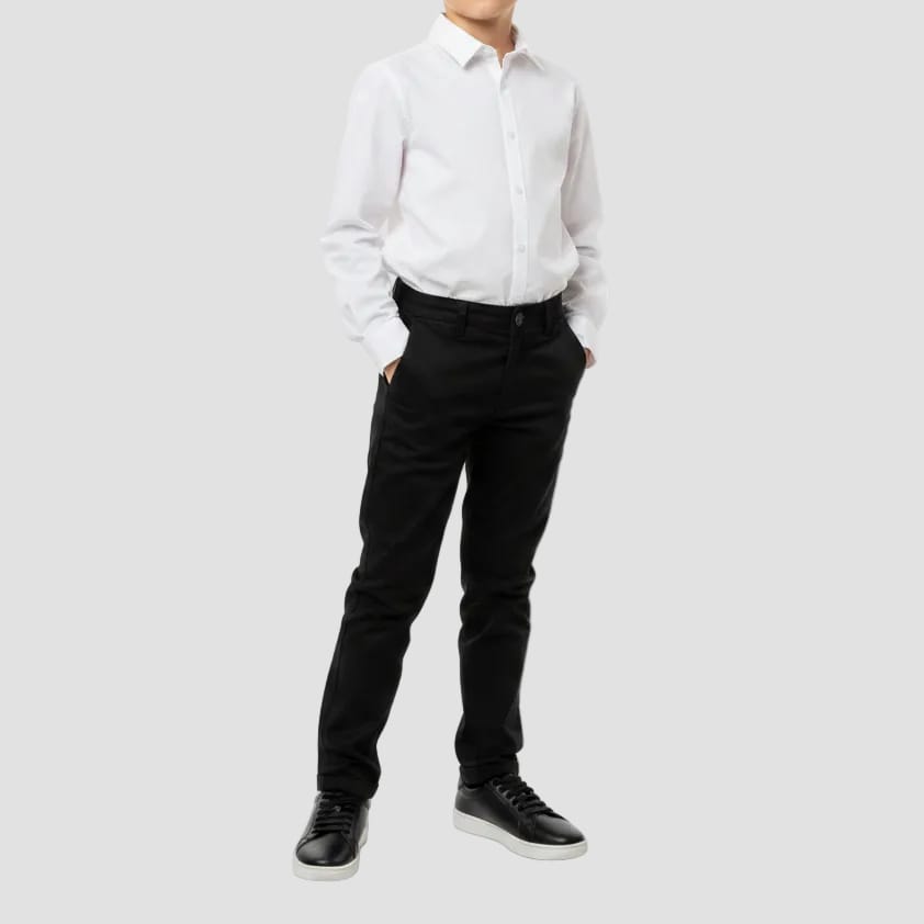 black sneaker with white soles