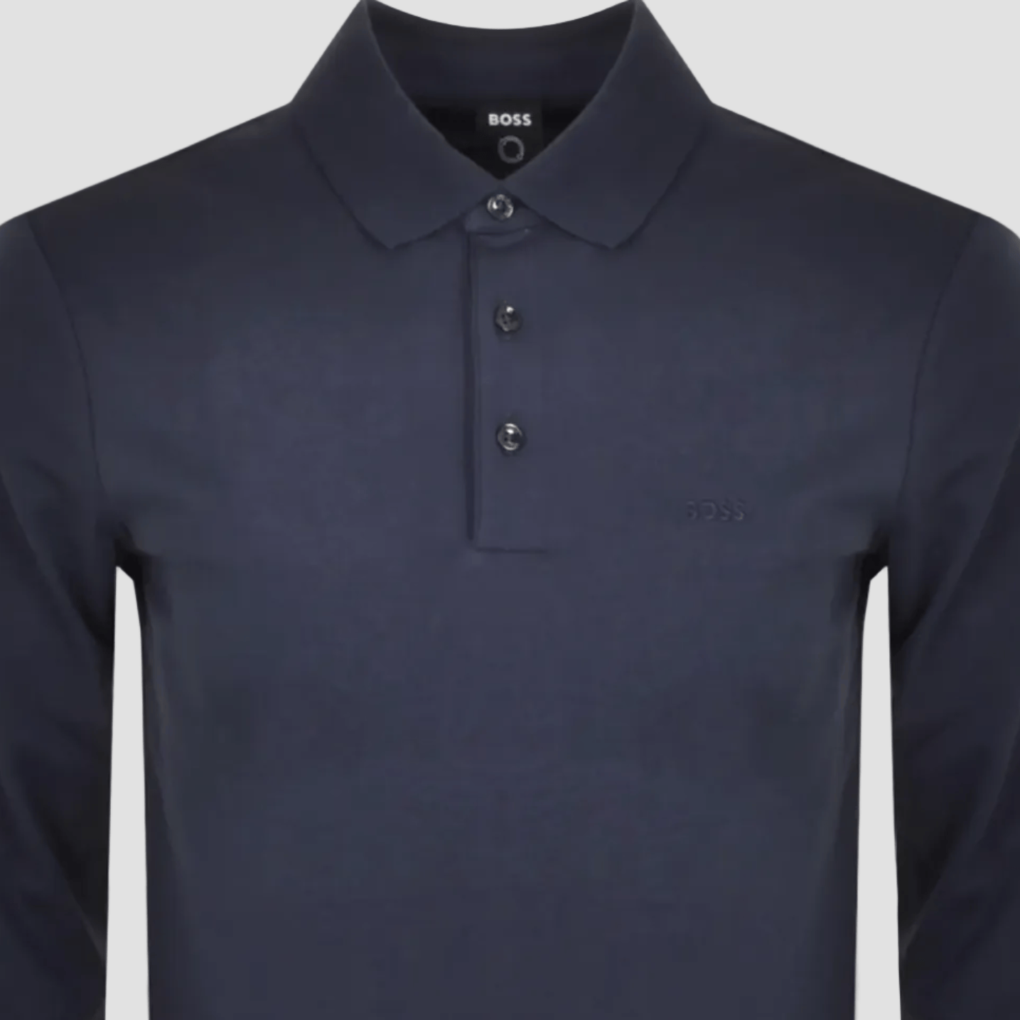 BOSS Pado 30 Long Sleeved Polo T-Shirt in Dark Blue Cotton