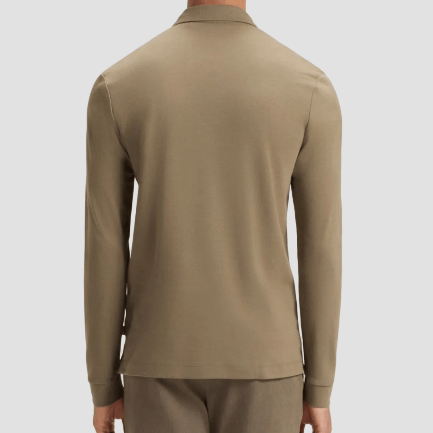 BOSS Pado 30 Long Sleeved Polo T-Shirt in Taupe Cotton