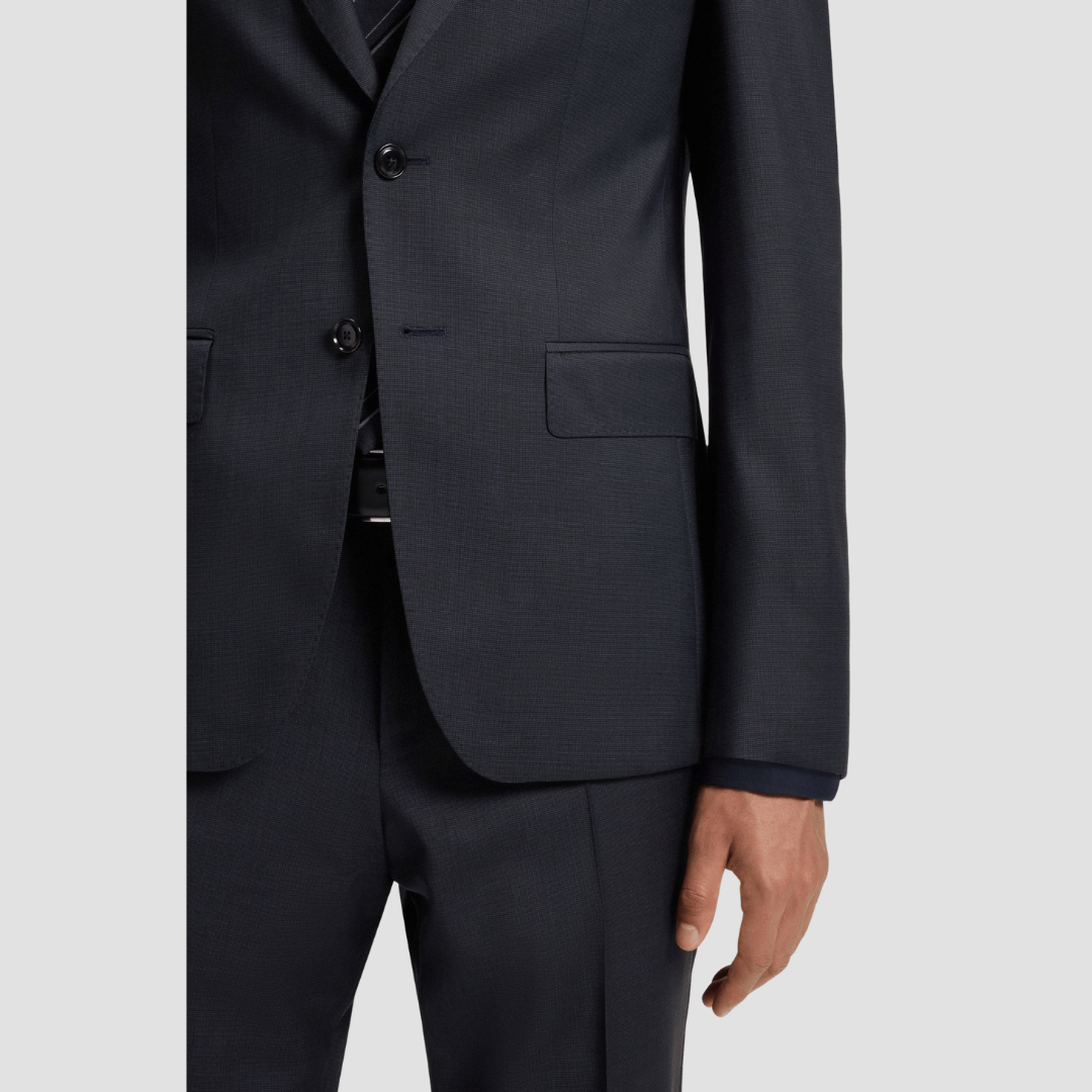 Boss Regular Fit H-Huge 2 Piece Suit in Dark Blue Virgin Wool