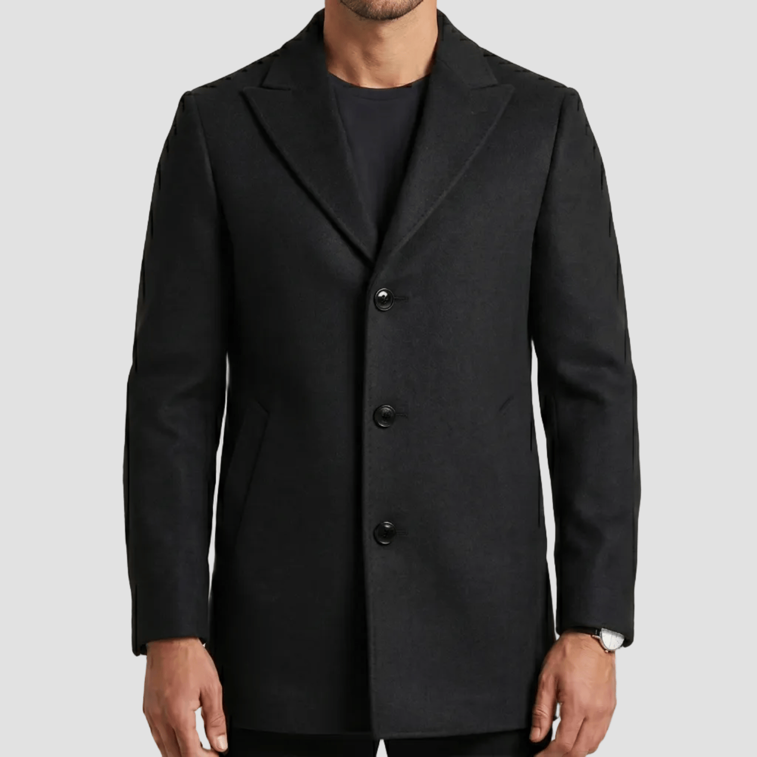 Boston Lincoln black overcoat.