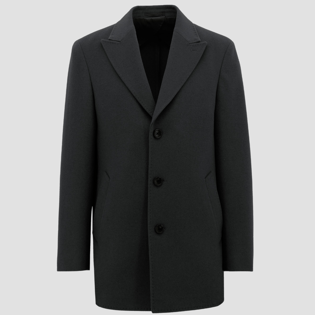 Boston Lincoln black overcoat.