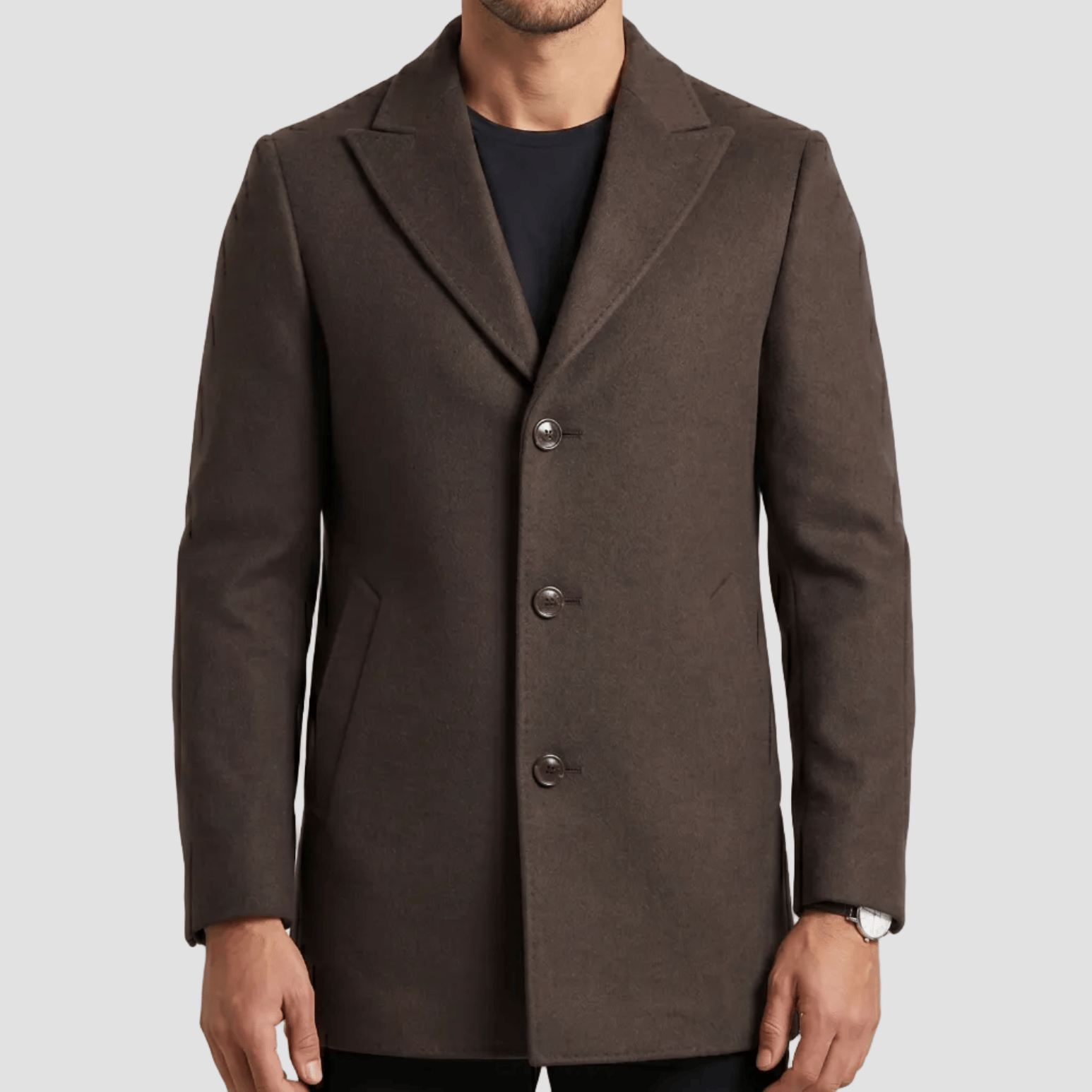 Boston's Lincoln men’s winter overcoat in brown.