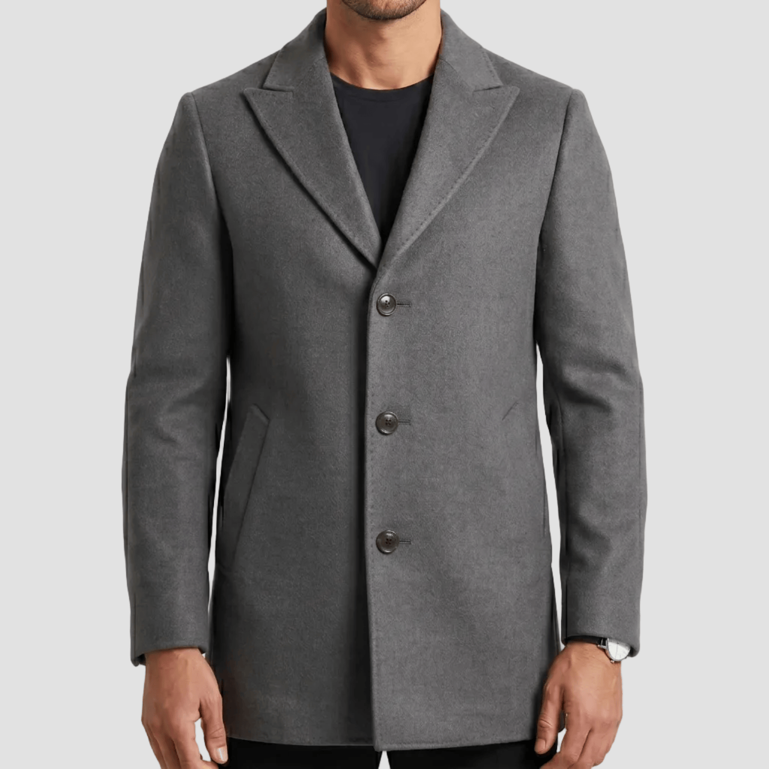 Boston's Lincoln men’s winter overcoat in grey.