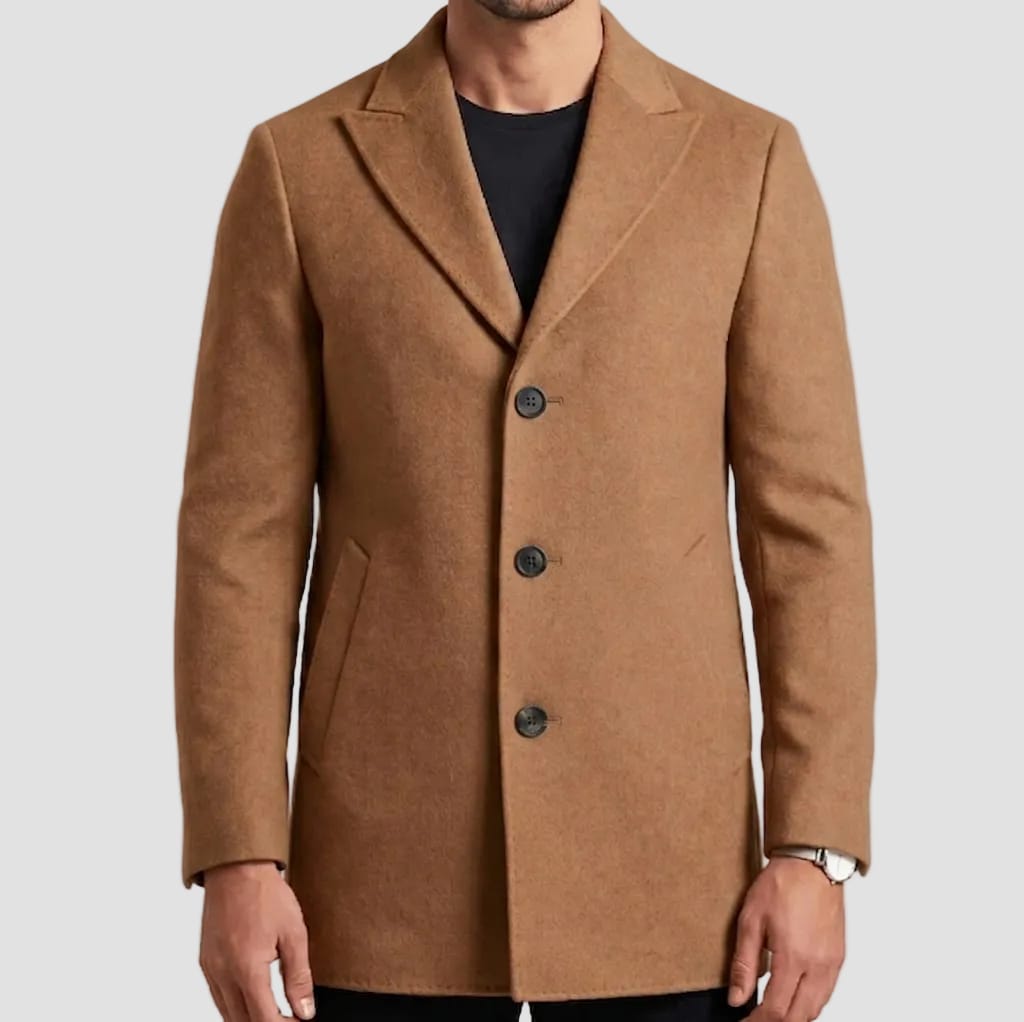 Boston's Lincoln men’s winter overcoat in tan.