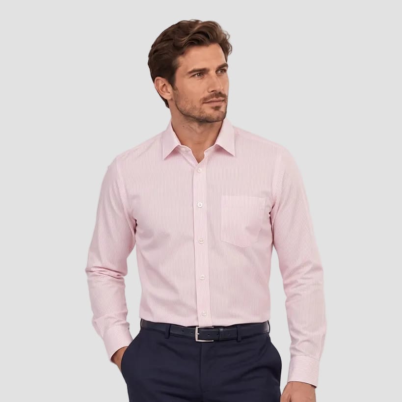 Boston Liberty Pink Self Stripe Business Shirt
