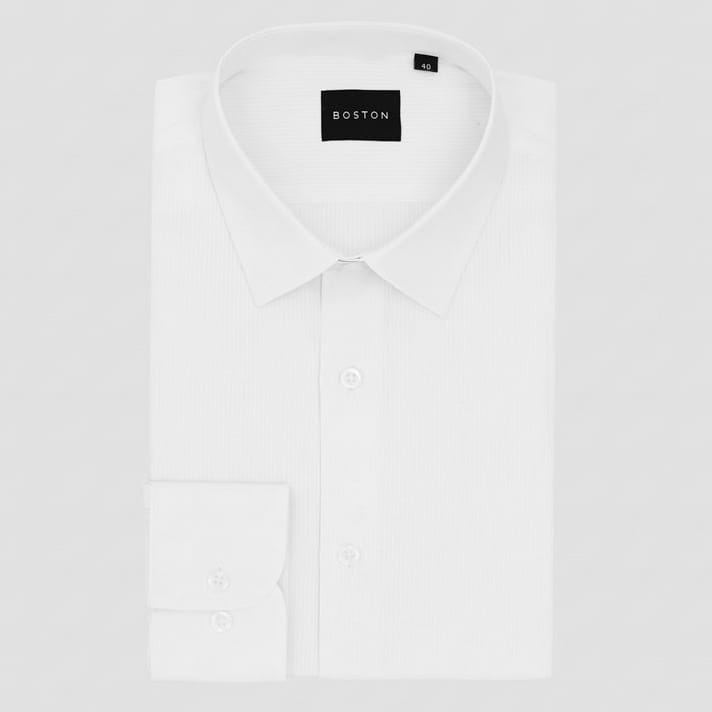 Boston Liberty White Self Stripe Business Shirt
