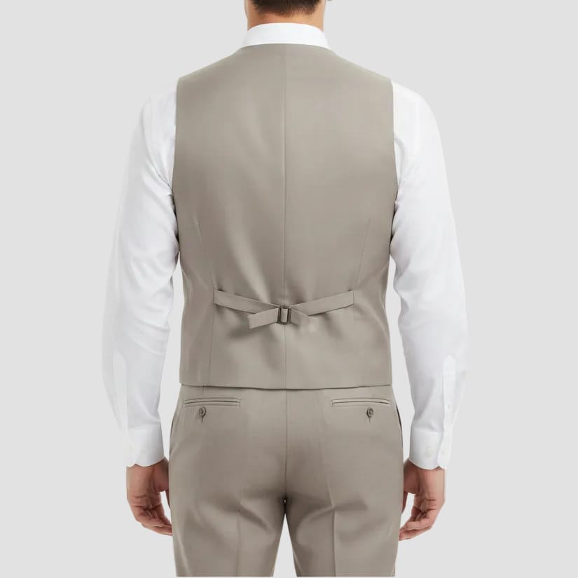 Boston Men's Slim Fit Dorset Vest in Mushroom Merino Wool