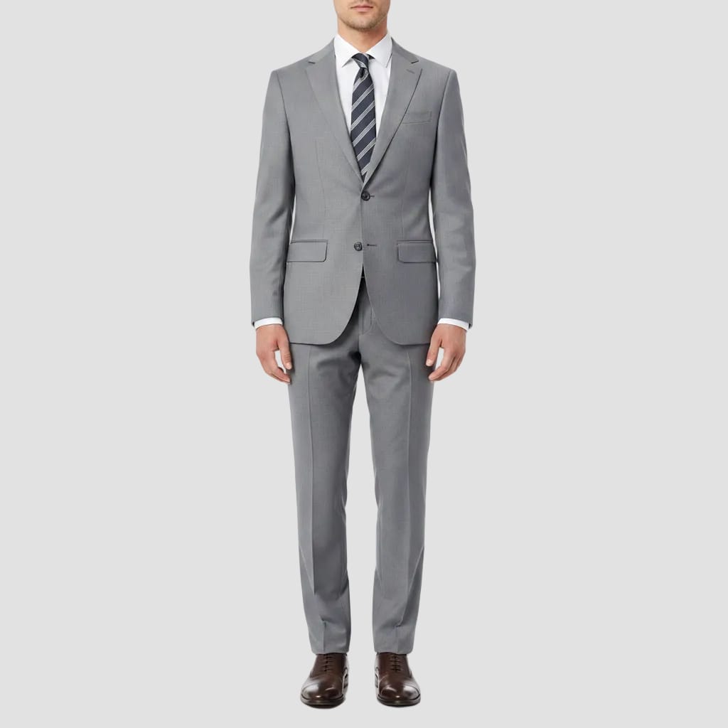 Gray suit jacket on a white background