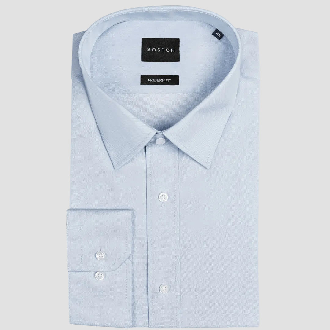 Boston’s Liberty ice blue shirt in a modern slim fit with plain cuffs and darted back.